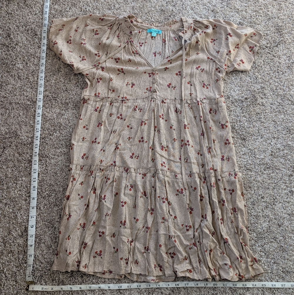 Floral Beige Mini Dress